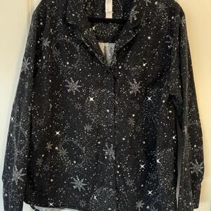 Stars Above Black Flannel Starry Night Pajama Set
